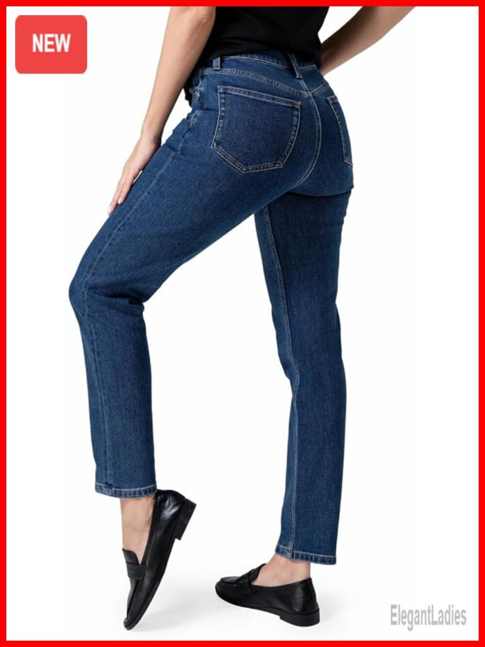 Tapered Cropped Jeans for Women High Waisted Classic Denim Soft Cotton Pants